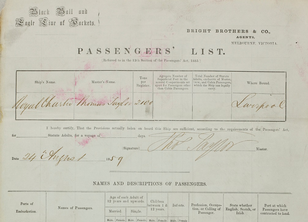 Shipping register of the Royal Charter Old Treasury Building